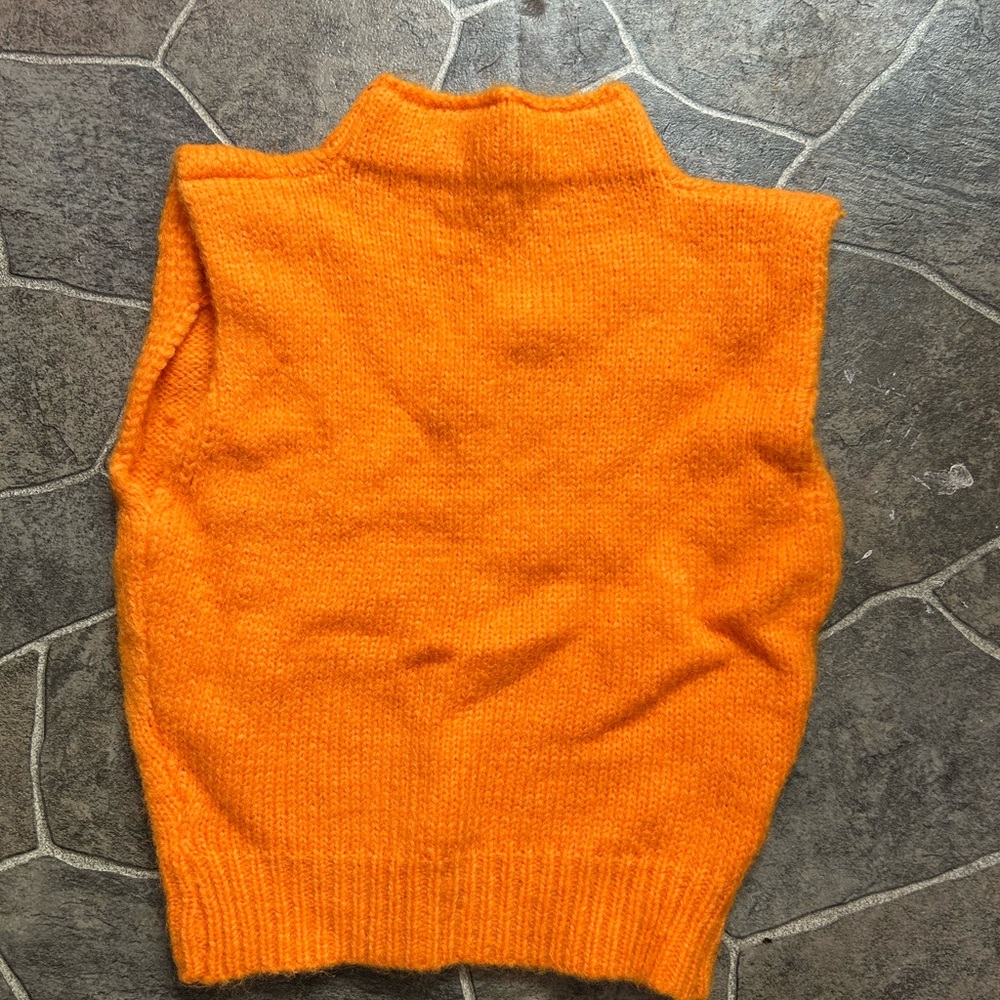 Bright Orange Knit Sweater Vest